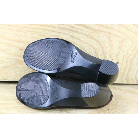 Dansko Pumps 8 Brown Suede Leather Tuttie Heels 3" Slip On Shoes - Picture 6 of 8